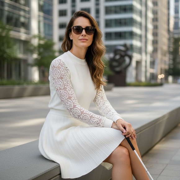 Alice + Olivia White Fit & Flare Dress Size XSNew With Tags